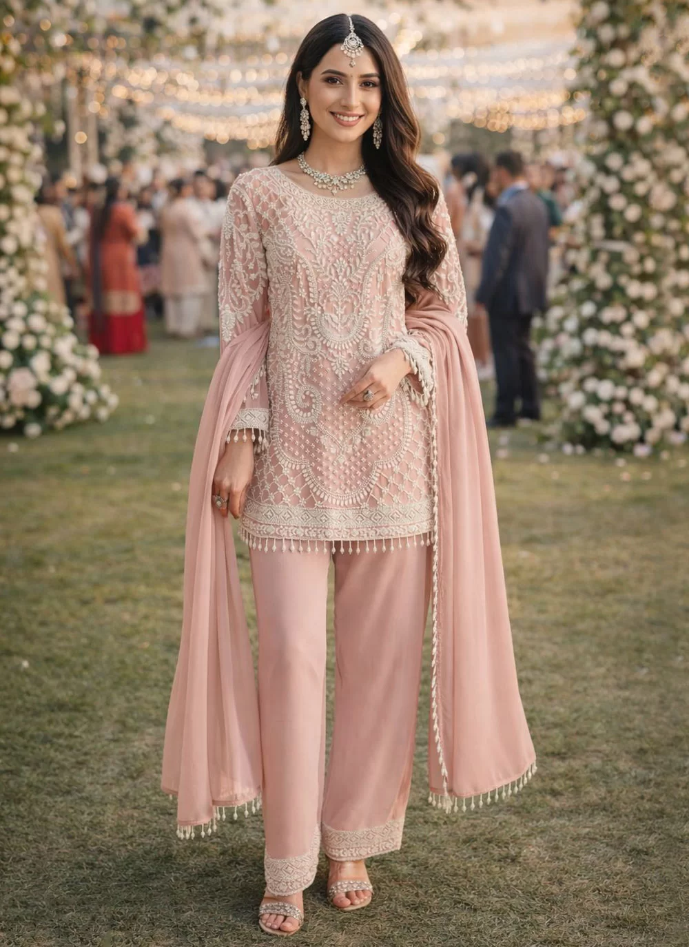 Peach Georgette Pakistani Salwar Suit